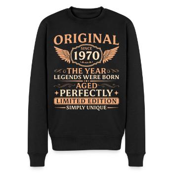 Original seit 1970 Jahrgang Geburtstag - Männer Premium Bio Pullover - Schwarz - Vorne - Nico (187cm)