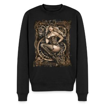 Schöne Frauen Steampunk Liebhaber - Männer Premium Bio Pullover - Schwarz - Vorne - Nico (187cm)