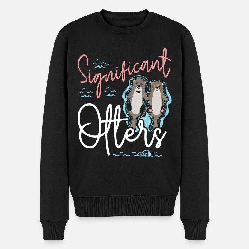 Otter Pun Significant Otter - Männer Premium Bio Pullover - Schwarz