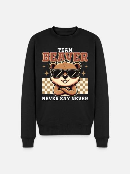 TEAM BEAVER - NEVER SAY NEVER - Men's Premium Organic Jumper - black