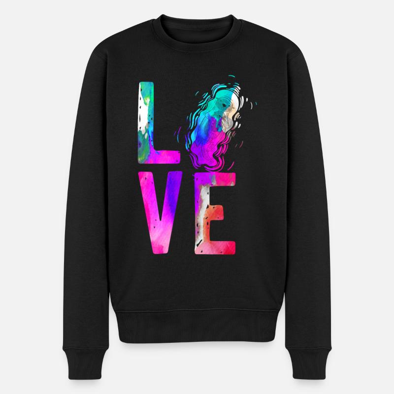 Loutre Aquarelle Amour - Pull Premium bio Homme - noir