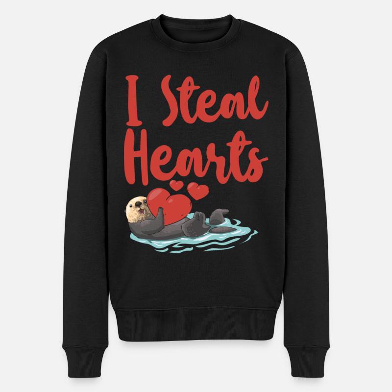 Loutre Saint-Valentin je vole - Pull Premium bio Homme - noir
