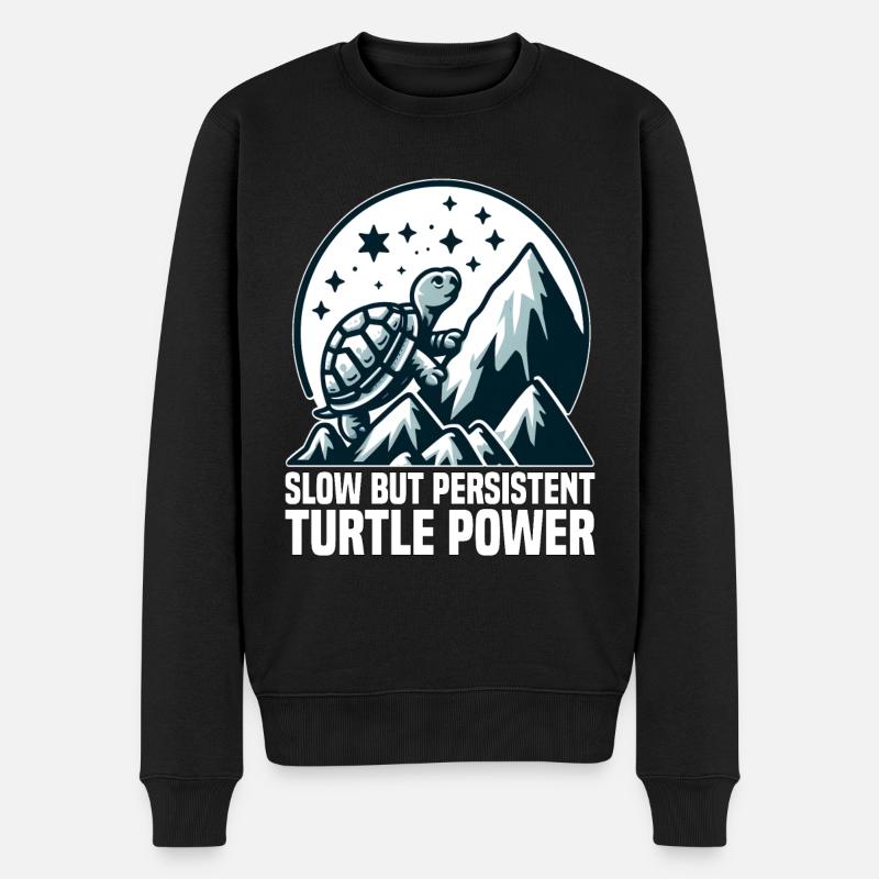 LANGSAME, ABER AUSDAUERNDE TURTLE-POWER - Männer Premium Bio Pullover - Schwarz