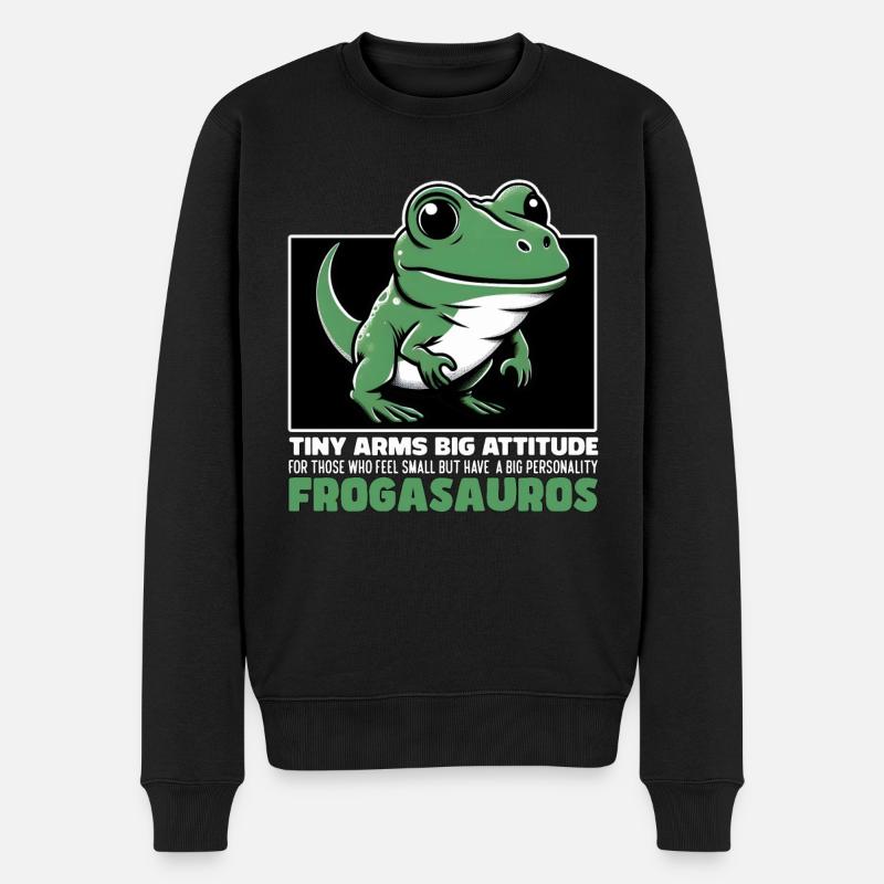 WINZIGE ARME, GROSSE HALTUNG - FROGASAURUS - Männer Premium Bio Pullover - Schwarz