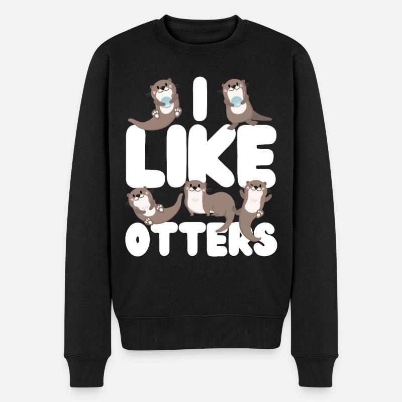 Loutre J’aime les loutres - Pull Premium bio Homme - noir