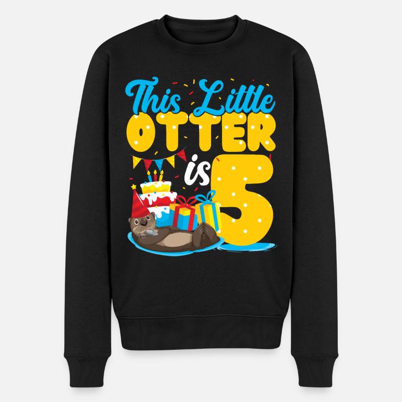 Otter Birthday This Little Otter - Männer Premium Bio Pullover - Schwarz