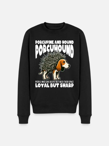 LEAL PERO AGUDO - PUERCOESPÍN Y SABUESO - PORCUHOUND - Sudadera ecológica prémium para hombre - negro