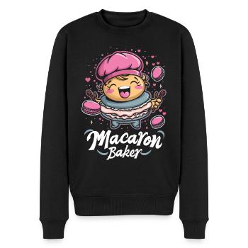 Amateurs de macarons Macaron Baker - Pull Premium bio Homme - noir - Devant - Nico (187cm)