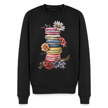 Amateurs de macarons Macaron Baker - Pull Premium bio Homme - noir - Devant - Nico (187cm)