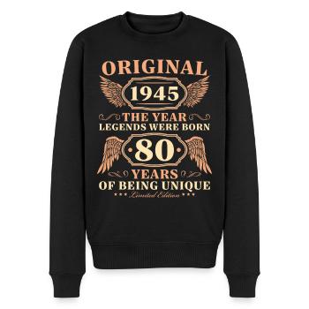 Original 1945 Jahrgang Geburtstag 80 Jahre - Männer Premium Bio Pullover - Schwarz - Vorne - Nico (187cm)