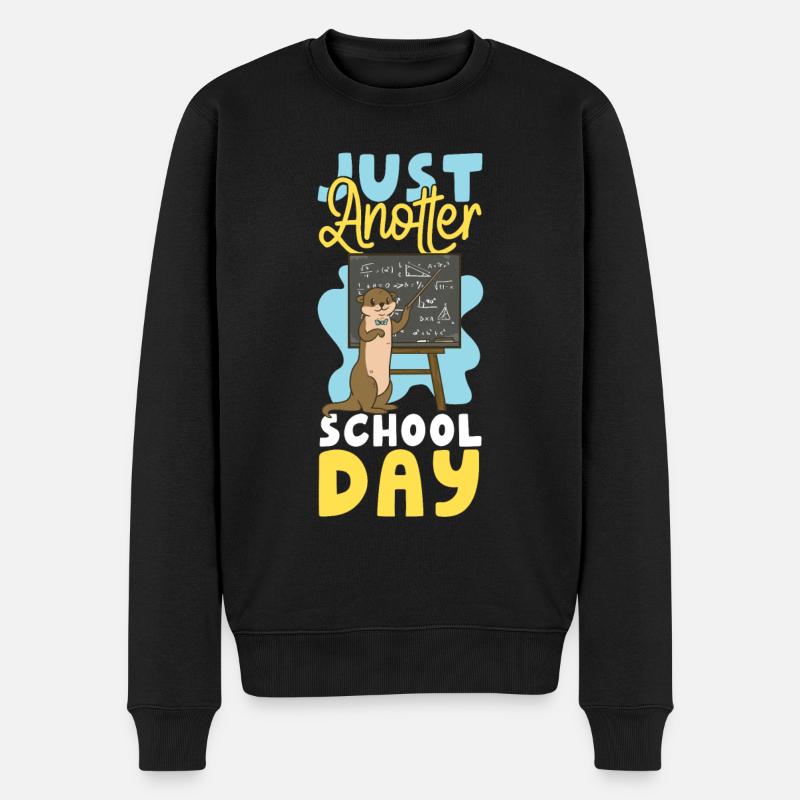 Otter Pre-School First Grade Back - Männer Premium Bio Pullover - Schwarz