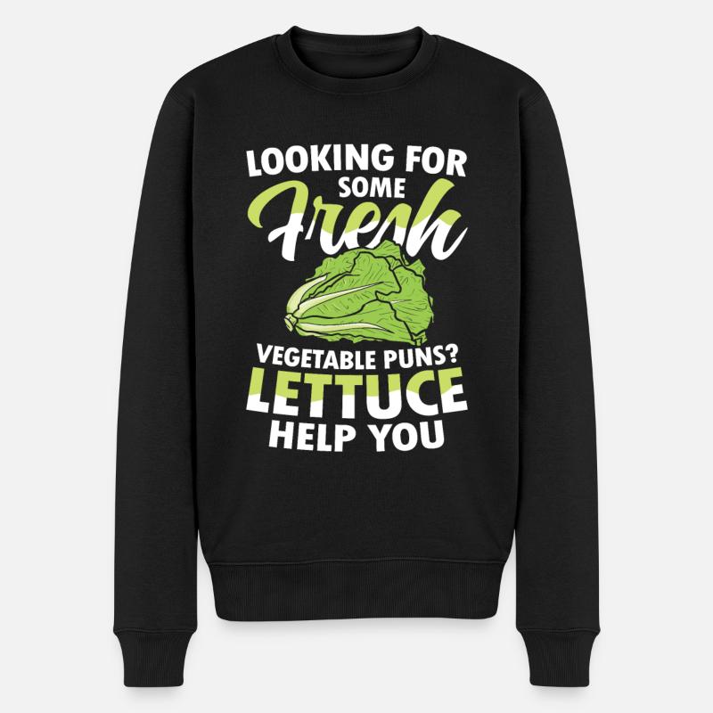Looking For Some Fresh Vegetable Puns Lettuce - Männer Premium Bio Pullover - Schwarz