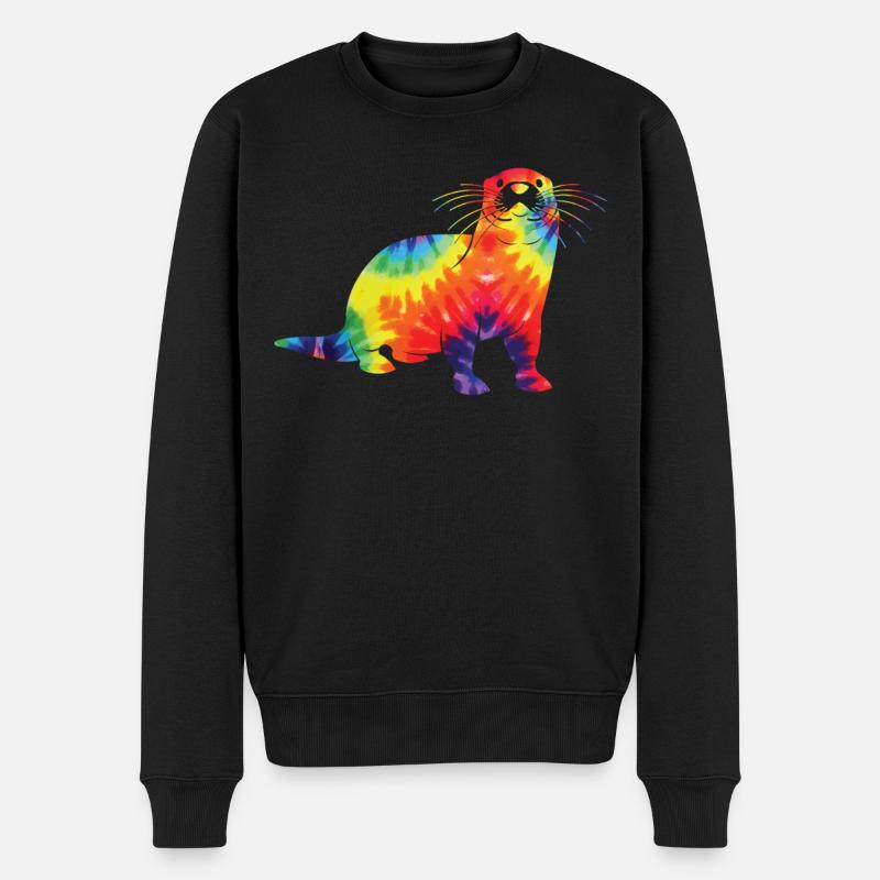 Otter Tie Dye - Männer Premium Bio Pullover - Schwarz