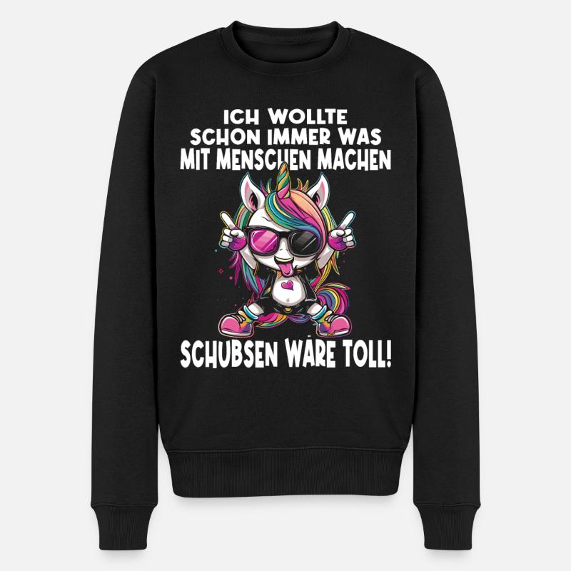 Süßes Einhorn, Bunte Einhörner - Männer Premium Bio Pullover - Schwarz