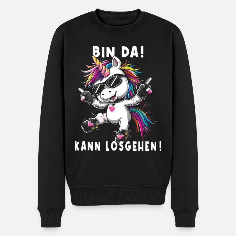 Süßes Einhorn, Bunte Einhörner - Männer Premium Bio Pullover - Schwarz