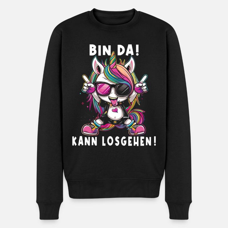 Süßes Einhorn, Bunte Einhörner - Männer Premium Bio Pullover - Schwarz