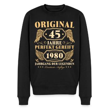 45. Geburtstag Mann Jahrgang 1980 geboren - Männer Premium Bio Pullover - Schwarz - Vorne - Nico (187cm)