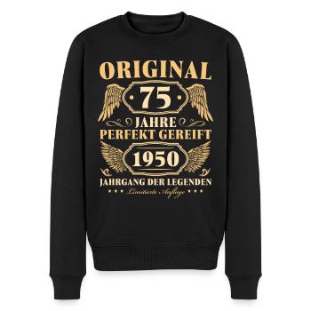 75. Geburtstag Mann Jahrgang 1950 geboren - Männer Premium Bio Pullover - Schwarz - Vorne - Nico (187cm)