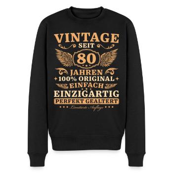 80 Jahre Einfach Einzigartig 80. Geburtstag - Männer Premium Bio Pullover - Schwarz - Vorne - Nico (187cm)