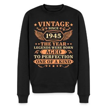 Geburtstag 1945 Jahrgang geboren Vintage 80 Jahre - Männer Premium Bio Pullover - Schwarz - Vorne - Nico (187cm)