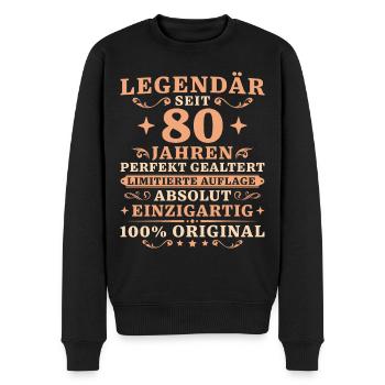 80 Jahre Legendär Vintage 80. Geburtstag - Männer Premium Bio Pullover - Schwarz - Vorne - Nico (187cm)
