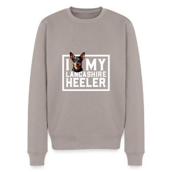 Ich liebe meinen Lancashire Heeler - Männer Premium Bio Pullover - Taupe - Vorne - Nico (187cm)