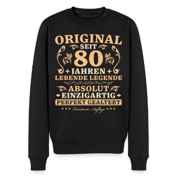 80 Jahre Absolut Einzigartig 80. Geburtstag - Männer Premium Bio Pullover - Schwarz - Vorne - Nico (187cm)