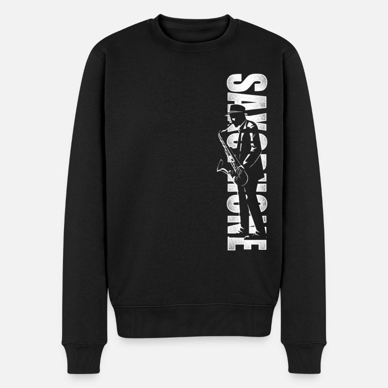Saxophone Saxophone - Männer Premium Bio Pullover - Schwarz