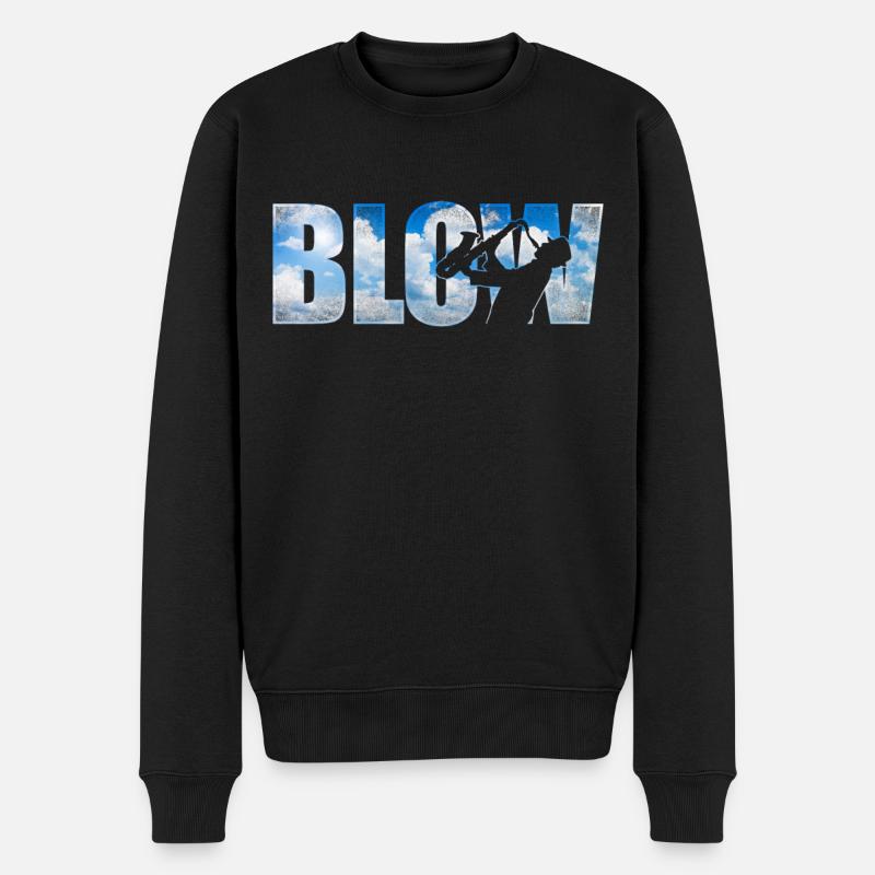 Saxophone Blow - Männer Premium Bio Pullover - Schwarz