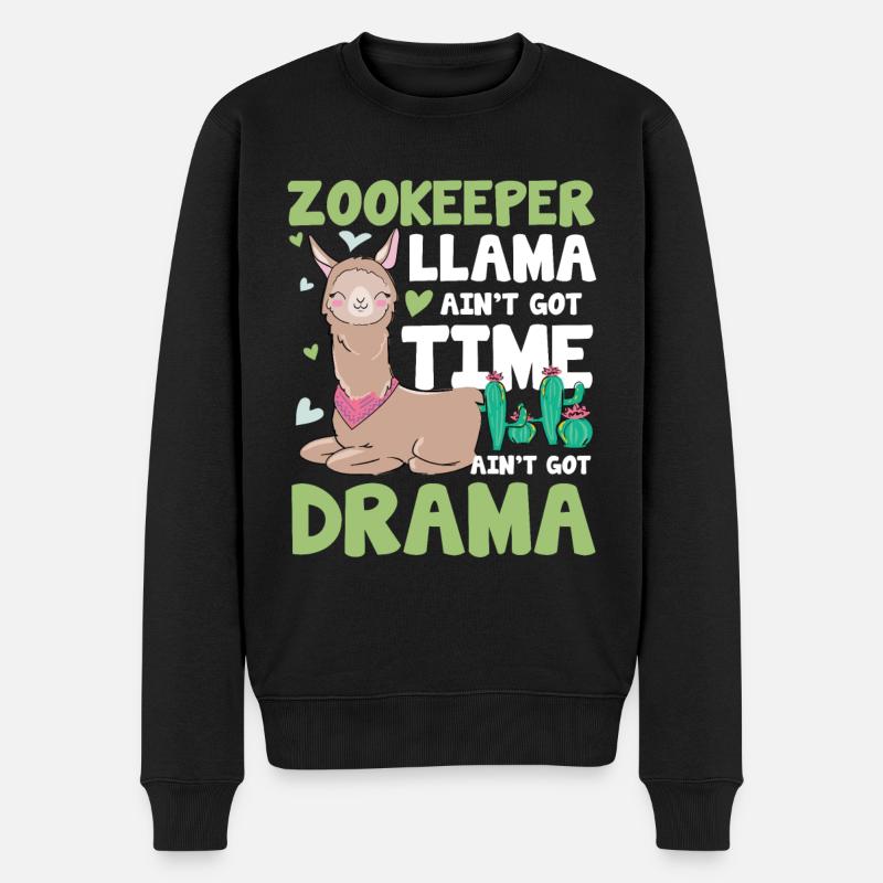Zookeeper Llama Ain't Got Time For Your Drama - Männer Premium Bio Pullover - Schwarz