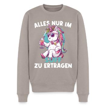 Colorful Refreshing Cocktail Unicorn - Men's Premium Organic Jumper - taupe - Front - Nico (187cm)