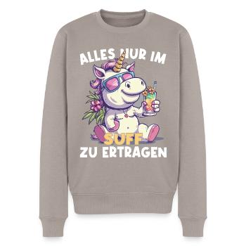 Colorful Refreshing Cocktail Unicorn - Men's Premium Organic Jumper - taupe - Front - Nico (187cm)