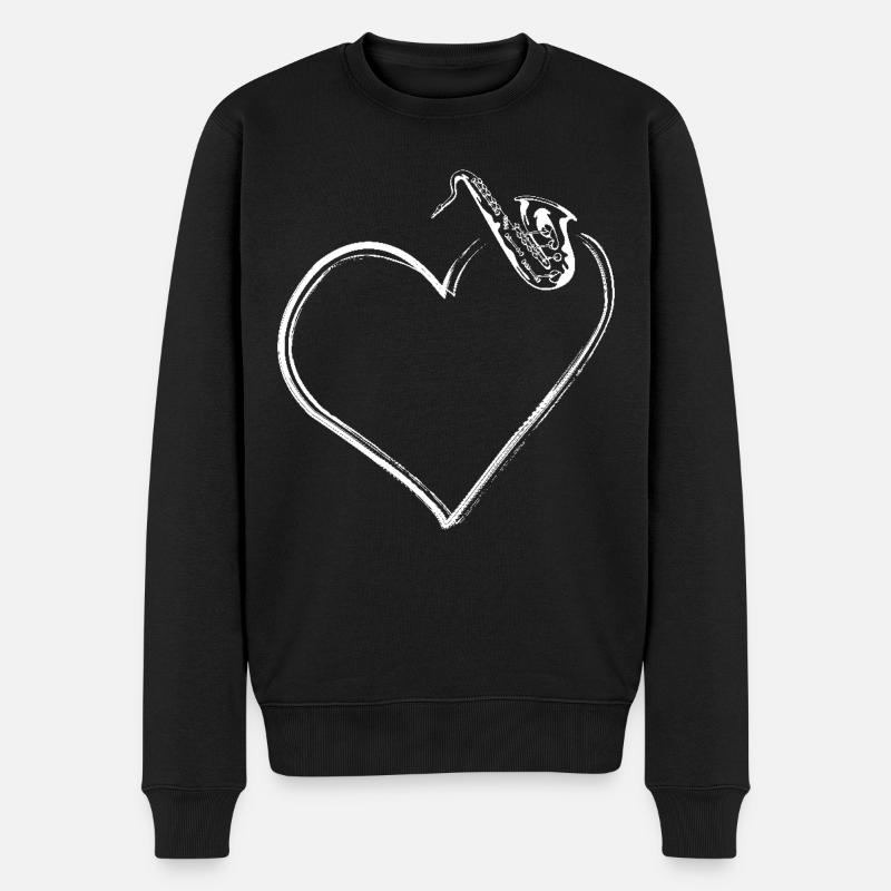 Saxophone Heart - Männer Premium Bio Pullover - Schwarz