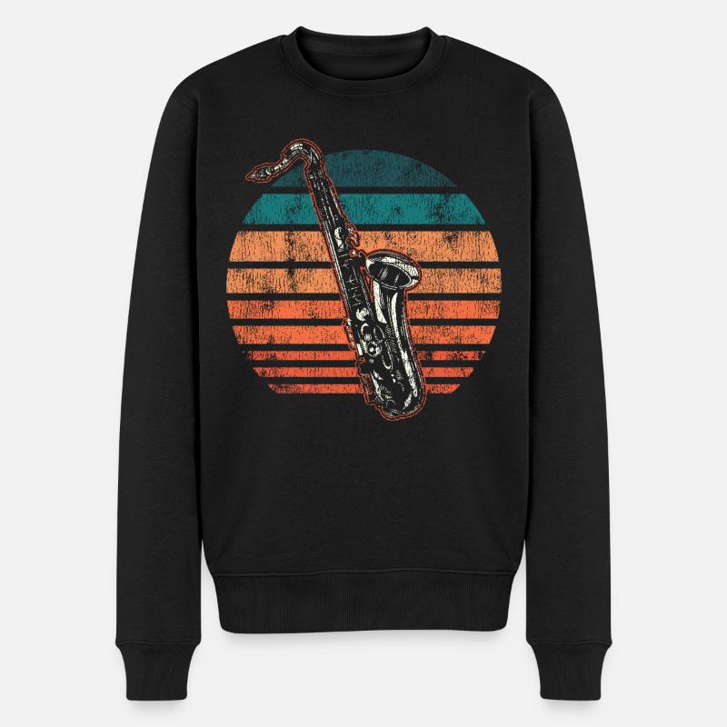 Saxophone Rétro Vintage - Pull Premium bio Homme - noir