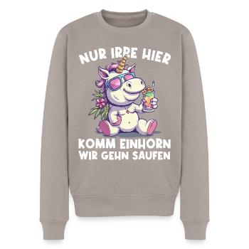 Refreshing Cocktail Unicorn Saying - Men's Premium Organic Jumper - taupe - Front - Nico (187cm)