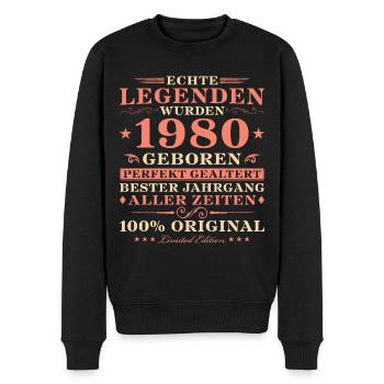 Jahrgang 1980 Perfekt Gealtert Geburtstag Geschenk - Männer Premium Bio Pullover - Schwarz - Vorne - Nico (187cm)