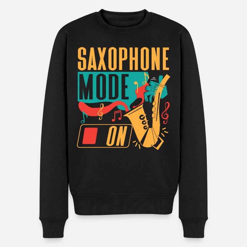 Saxophone Saxophone Mode On - Männer Premium Bio Pullover - Schwarz