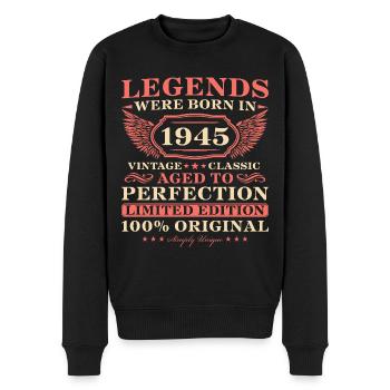1945 Jahrgang geboren Vintage Geburtstag - Männer Premium Bio Pullover - Schwarz - Vorne - Nico (187cm)