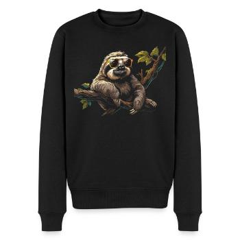 Sloth Office Work Colleague Funny - Men's Premium Organic Jumper - black - Front - Nico (187cm)