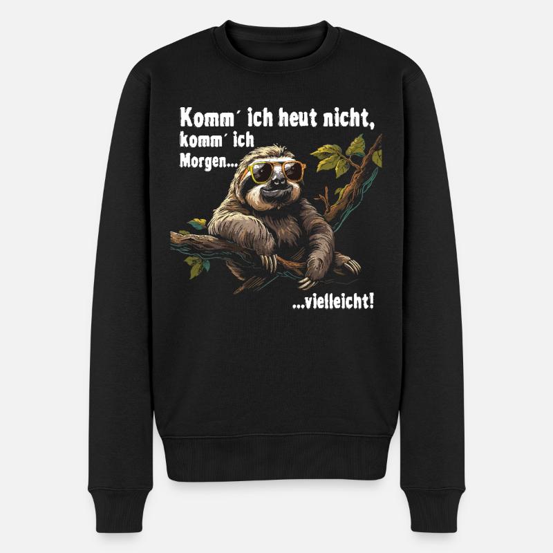 Faultier Büro Arbeitskollege Lustig - Männer Premium Bio Pullover - Schwarz