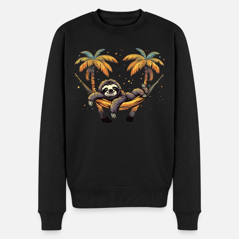 Paresseux Hamac, Plage, Chill - Pull Premium bio Homme - noir