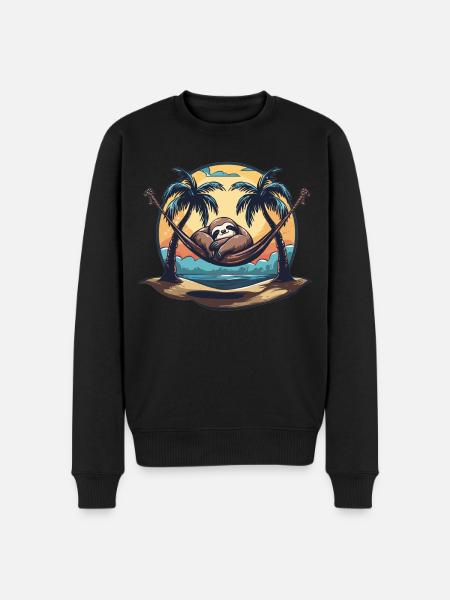 Sloth Hammock, Beach, Chill - Men's Premium Organic Jumper - black
