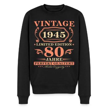 Vintage 1945 Jahrgang 80. Geburtstag Geschenk - Männer Premium Bio Pullover - Schwarz - Vorne - Nico (187cm)
