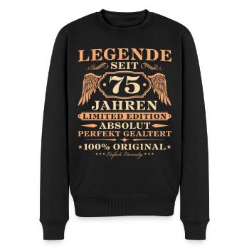 75 Jahre Einfach Einmalig 75. Geburtstag - Männer Premium Bio Pullover - Schwarz - Vorne - Nico (187cm)