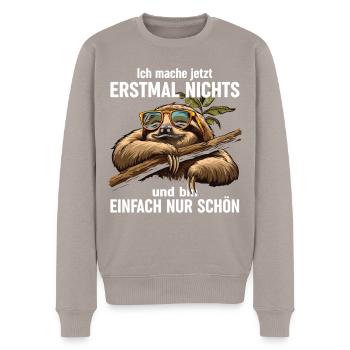 Office Humor Late Riser Sloth - Men's Premium Organic Jumper - taupe - Front - Nico (187cm)