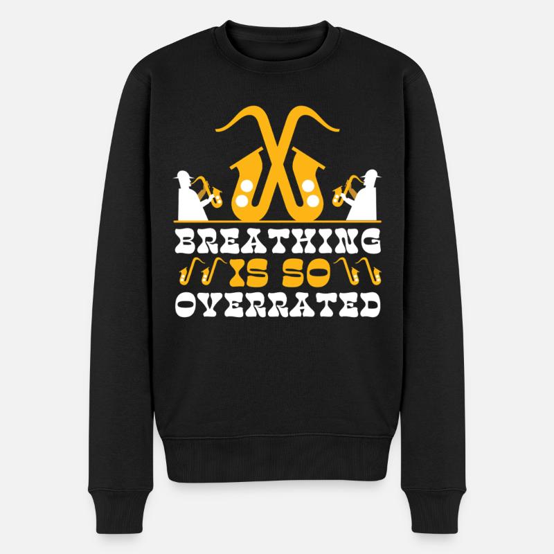 Saxophone Breathing Is So - Männer Premium Bio Pullover - Schwarz