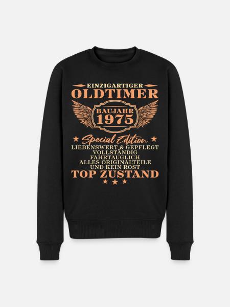 Vintage Baujahr 1975 geboren 50. Geburtstag - Männer Premium Bio Pullover - Schwarz