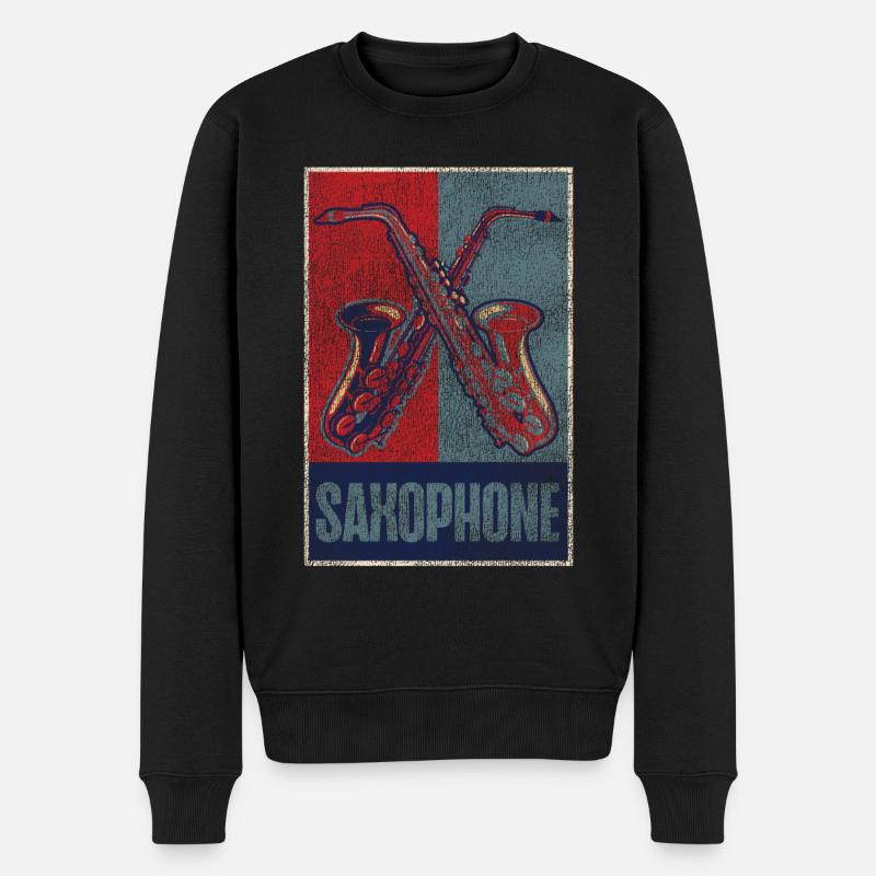 Saxophone Retro Vintage Saxophone - Männer Premium Bio Pullover - Schwarz