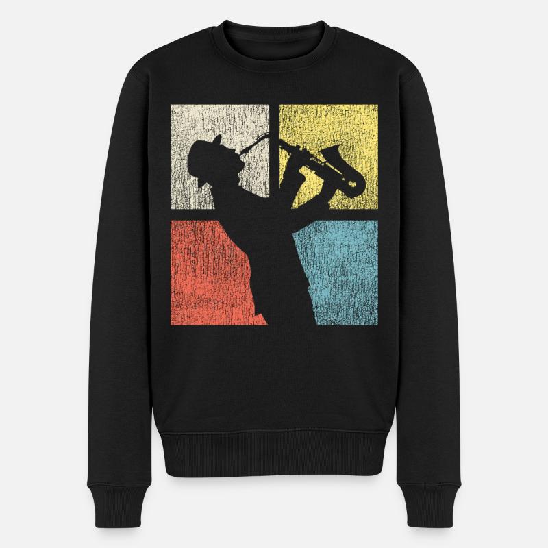Saxophone Rétro Vintage - Pull Premium bio Homme - noir