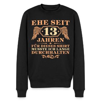13. Hochzeitstag Veilchenhochzeit Geschenk - Männer Premium Bio Pullover - Schwarz - Vorne - Nico (187cm)